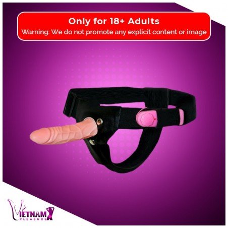 LeLuv 6.5” Male Hollow Vibrating Strap On SO-010